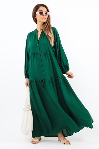 Ritnice Γυναικείο καλοκαιρινό φόρεμα Prive Emerald Green 100% Viscose - Maxi Size