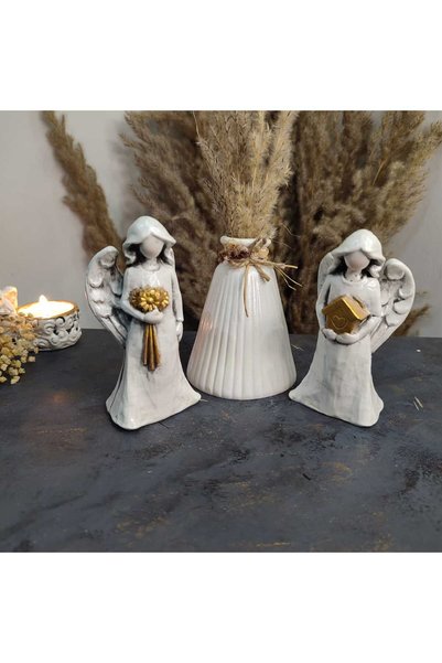 Gardenya Melek Biblo & Vazo 3 ' Lü Takım Model 1