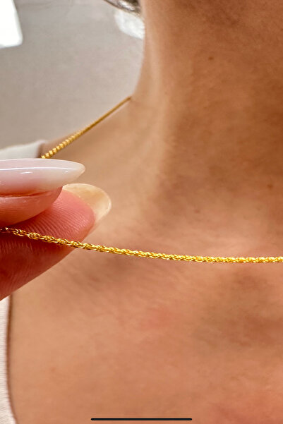 KRAFTIVA JEWELRY 14 Ayar Sarı Gold Altın Halat Burgu Zincir Kolye