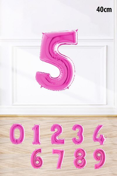 PEKSHOP Pink Color Number Foil Balloon Pink Age Balloon Number Balloons 16 Inch 40 cm