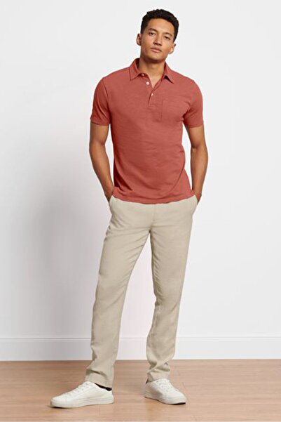 Tchibo بنطال رياضي رجالي من الكتان برباط، لون بيج