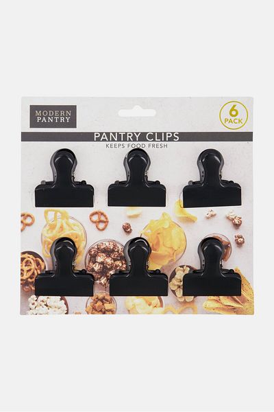 Kenton Grey Set Of 6 Matte Black Small Sized Metal Bag Clips, Black