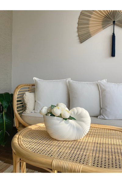 Bienohome Bohem Tarzı Kabuk Şeklinde Seramik Vazo, Modern Ev Dekoru, Oturma O...