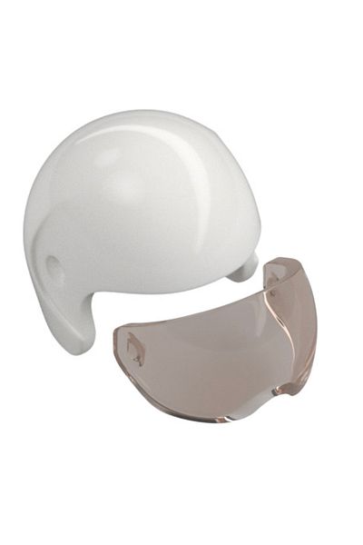 LEGO Minifigure White Helicopter Jet Pilot Helmet - Clear Visor, Custom Accessory