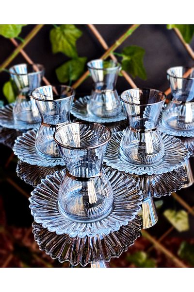 SEÇKİNEV aurora Swan 12 Piece Silver and Platinum Set - Pasabahce