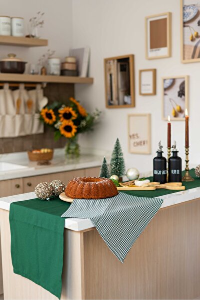 KaiHome 2 Pieces 100% Linen Fabric Checkered Green Napkin