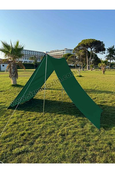 size ne lazım Practical Camping Shade and Beach Umbrella 1.5m X 5m Water Repellent Oxford Fabric (Dark Green Color)