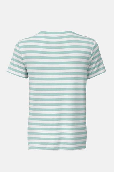Tchibo Women Crew Neck Short Sleeve Stripe T-shirt, White