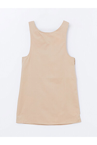 LC Waikiki Beige Crew Neck Basic Girl's Dress