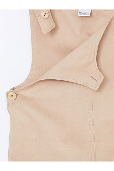 LC Waikiki Beige Crew Neck Basic Girl's Dress