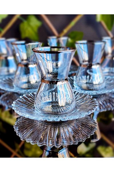SEÇKİNEV aurora Swan 12 Piece Silver and Platinum Set - Pasabahce