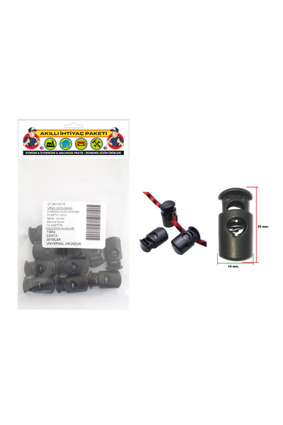 Gutsy Kordon Kilidi Stoper 25mmx14mm Plastik Yaylı Sıyah Kullanım Alanı:toka-...