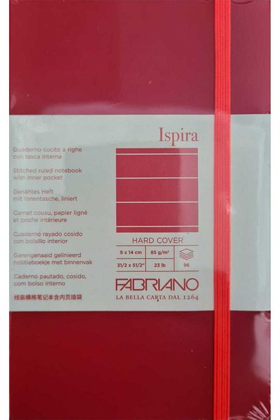 Fabriano Ispira 9 X 14 cm Red Hard Cover 85 Gr 96 Sheets Striped Notebook