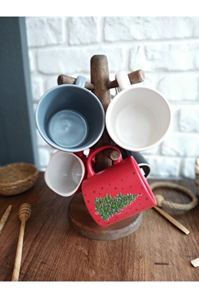 ea elizi ahşap Wooden Cup Hanger Wooden Mug Hanger Wooden Cup Hanger Vertical Mug Hanger 6 Pieces Walnut