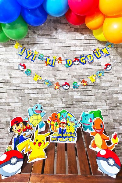 PEKSHOP Σετ πάνελ γενεθλίων με θέμα Pokemon Επιτραπέζια πινάκια γενεθλίων