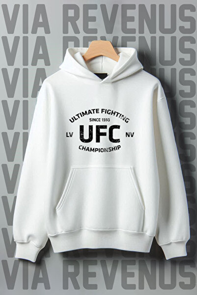 Vordevia سويت شيرت بغطاء للرأس وجيب الكنغر مطبوع عليه 3 خيوط من UFC