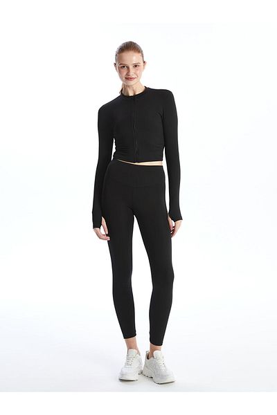 LC Waikiki Stand Collar Crop Women's Sports Cardigan