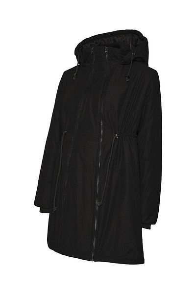 Mama Licious Jacke mit Kapuze und Kordelzug, gerippte Ärmelbündchen