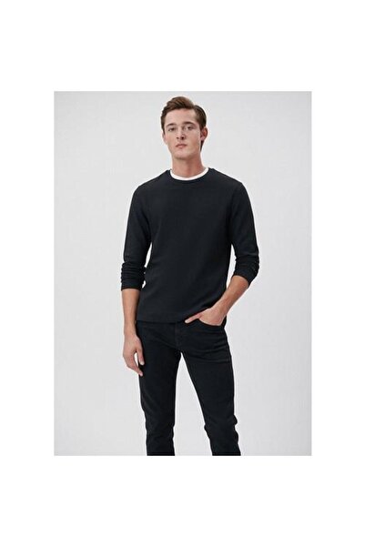 Mavi Tricou de bază negru cu mânecă lungă pentru bărbați 064622 -21842