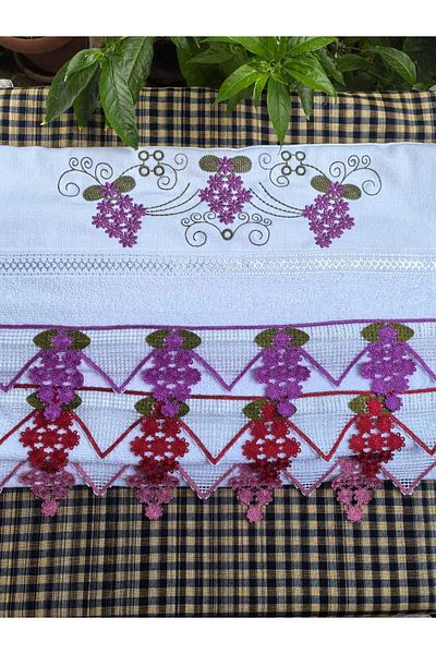 Peacock High Quality Laced Dowry Embroidered Hand Towel
