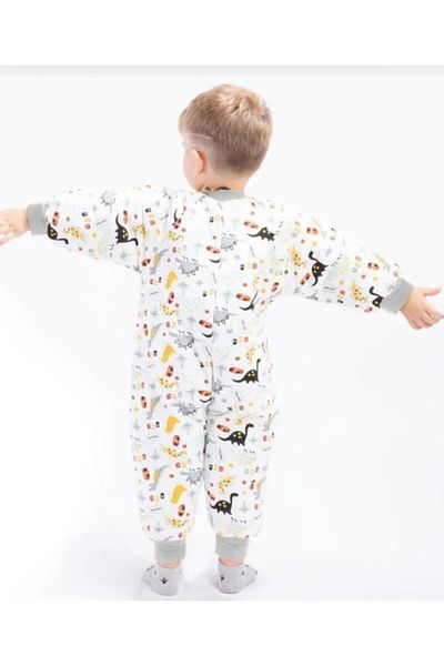 Mai Perla Winter Long Sleeve Double Layer Organic Flannel Baby Dinosaur Pattern 100% Cotton Kids Baby Sleeping Bag 2.5 Tog
