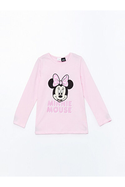 LC Waikiki Pink Crew Neck Printed Long Sleeve Girls Pajama Set