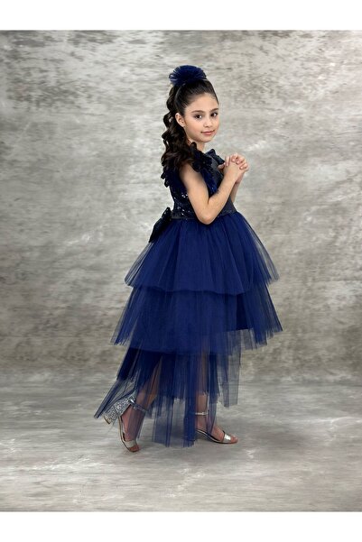 defada Rochie de seară cu paiete pentru fetiță, albastru bleumarin