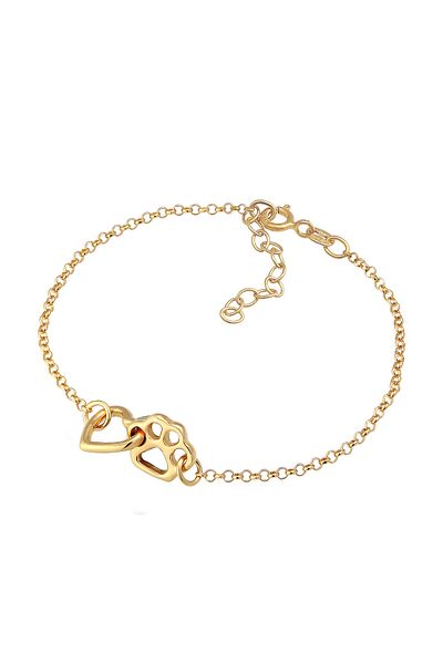 ELLI Bratara din Argint Sterling 925 Copii Laba Inima - Placat cu Aur