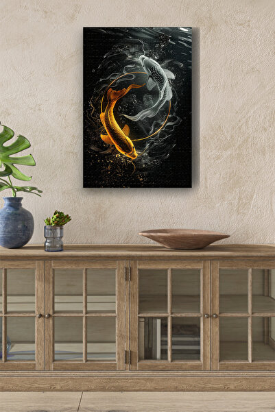 Limitless Design Εκτύπωση σε καμβά HD με εικόνα χρυσού, ασημιού και ψαριού με...