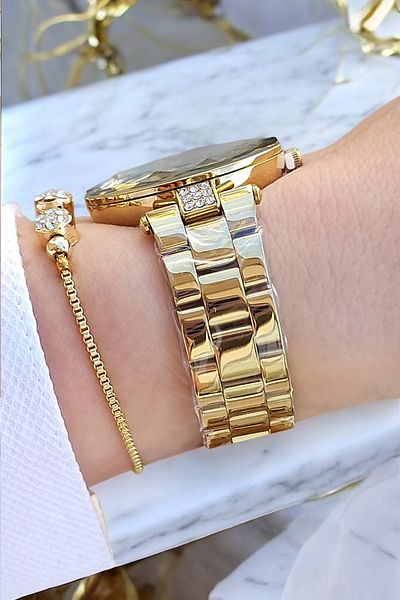Daniel Klein Cut Glass Gold/Metallic Steel Bracelet Women's Wrist Watch+Gift Bracelet