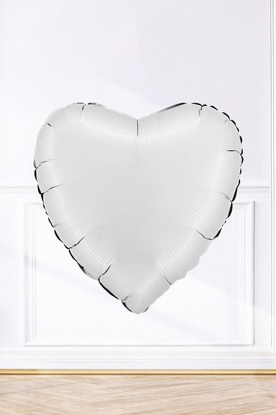 PEKSHOP Satin White Heart Foil Balloon 18Inch 45cm Satin White Color Balloon