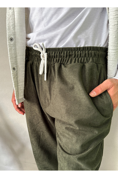 MİRMARONİ Men's Elastic Waist Baggy Fit Slim Corduroy Pants