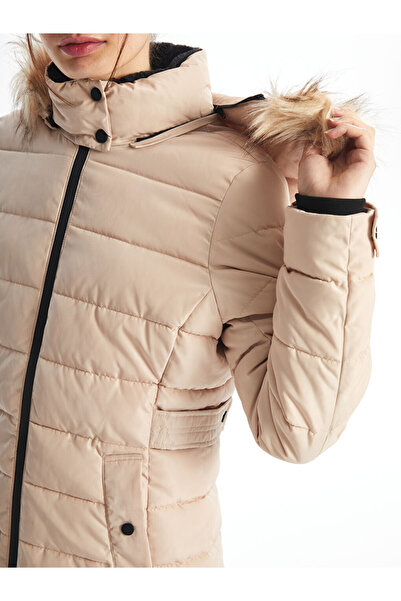 LC Waikiki Γυναικείο παλτό μονόχρωμο με κουκούλα