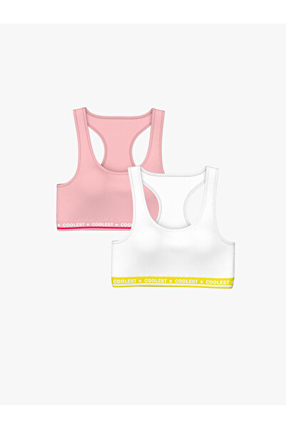 LC Waikiki White Printed Girl's Bustier 2-Piece Set