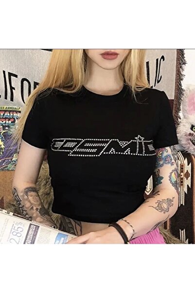 DarkellaStore Κοντομάνικο μπλουζάκι με κεντημένο πέτρινο σχέδιο Harajuku Lolita