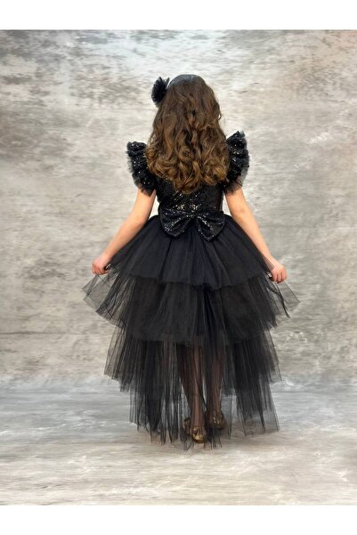 defada Kız Çocuk Kuyruklu Kabarık Pul Payet Abiye Elbise