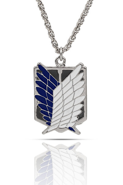 kolbi Attack on Titan Anime Fan Necklace - Enameled Silver Color Twist Chain