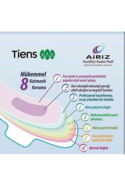 TİENZ AİRİZ Tiens Airiz Hijyenik Kadın Pedi günlük paket 30'lu