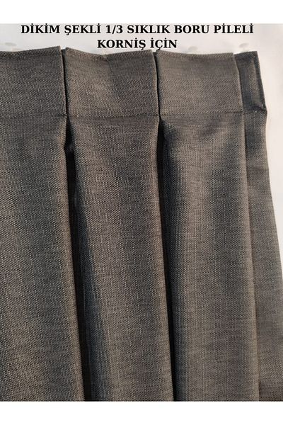MebelPort Curtain ستارة خلفية من الكتان 1/3 بوق مخيط ضيق وجناح واحد (اختيار 30 لونًا)