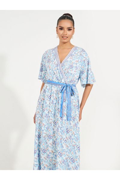 Causey By Styli Floral Print V Neck A-Line Maxi Dress