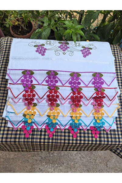 Peacock Вишита ручна серветка, високої якості з мереживом (6 ШТУК)