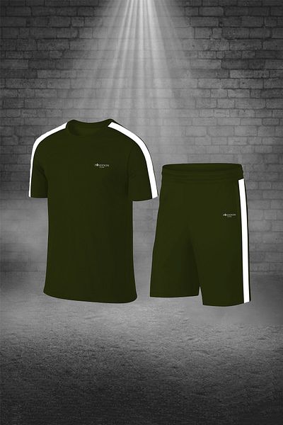 POSEIDON STORM قماش رجالي كاكي Dri-fit - جيوب، تي شيرت برقبة دائرية وشورت، مريح للمشي لمسافات طويلة والجري