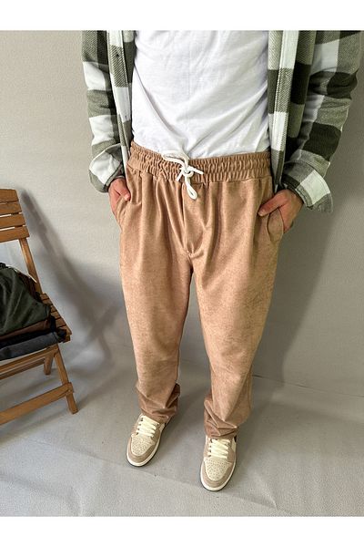 MİRMARONİ Men's Elastic Waist Baggy Fit Slim Corduroy Pants