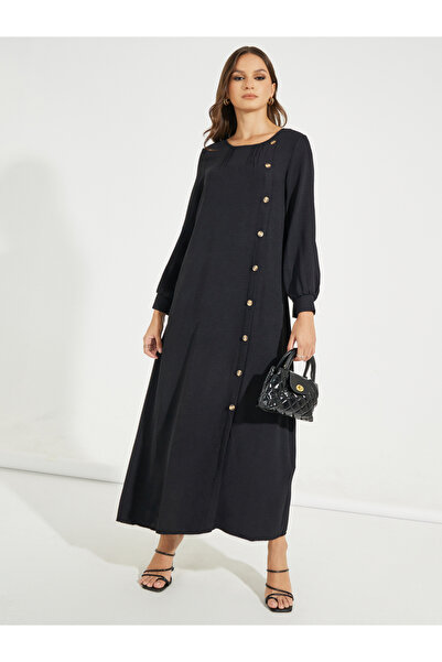 Take Two By Styli Round Neck Button Detail A-Line Maxi Dress