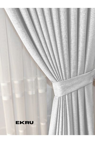 MebelPort Curtain Linen Phone Curtain 1/3 Intencial Stitching Single Wing for Cornish (30 Colors Selection)