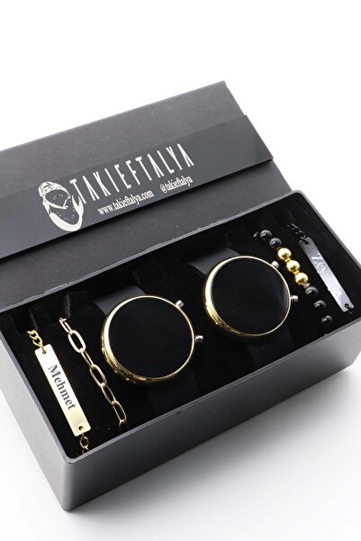 Northwatch Kişiye Özel Siyah Çift Saati, Çift Bileklik - Sevgili Kombini - Saat Seti