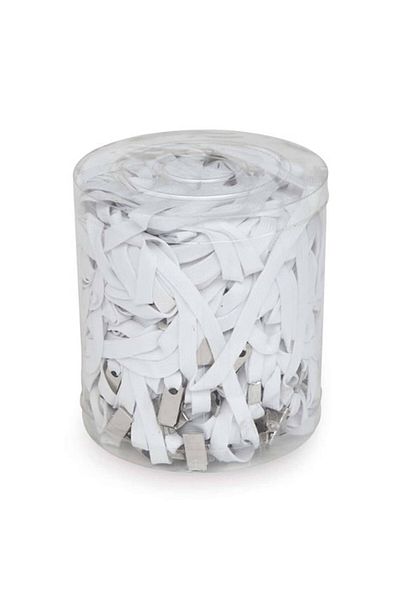 Pin Name Badge Lanyard with Clips White 50 Pack