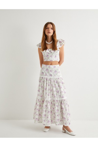 Koton Women's Crop Scallop Tank Top