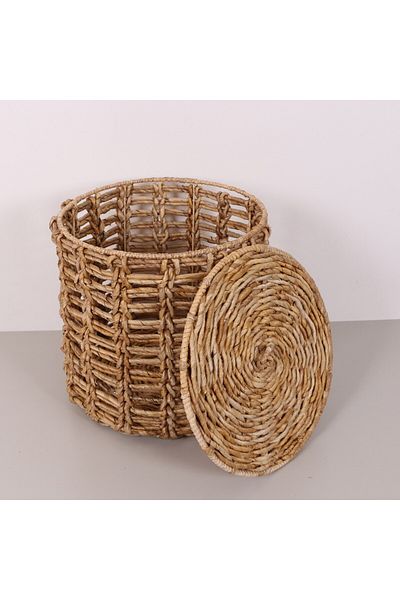 Mylamp Καλάθι ρούχων και διακοσμήσεων SIDE Natural Abaka 42Χ42 εκ. με Καπάκι