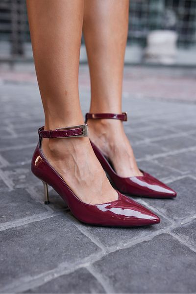 ANGELİNA JONES PANTOF DE DAMĂ RAYNA, roșu Claret, din piele lacuită